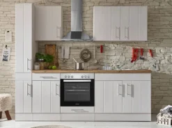 Respekta Küchenzeile Anton 240 cm Lärche Weiß matt