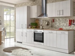 Respekta Küchenzeile Anton 310 cm Lärche Weiß matt