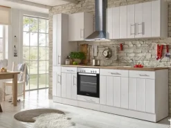 Respekta Küchenzeile Anton 250 cm Lärche Weiß matt