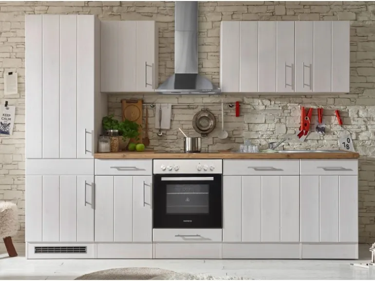 Respekta Küchenzeile Antons 280 cm Lärche Weiß Matt (DAH CH22078IXB)