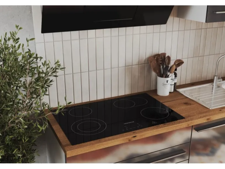 Respekta Küchenzeile Gabriel 320 cm mit Kücheninsel Grau Hochglanz