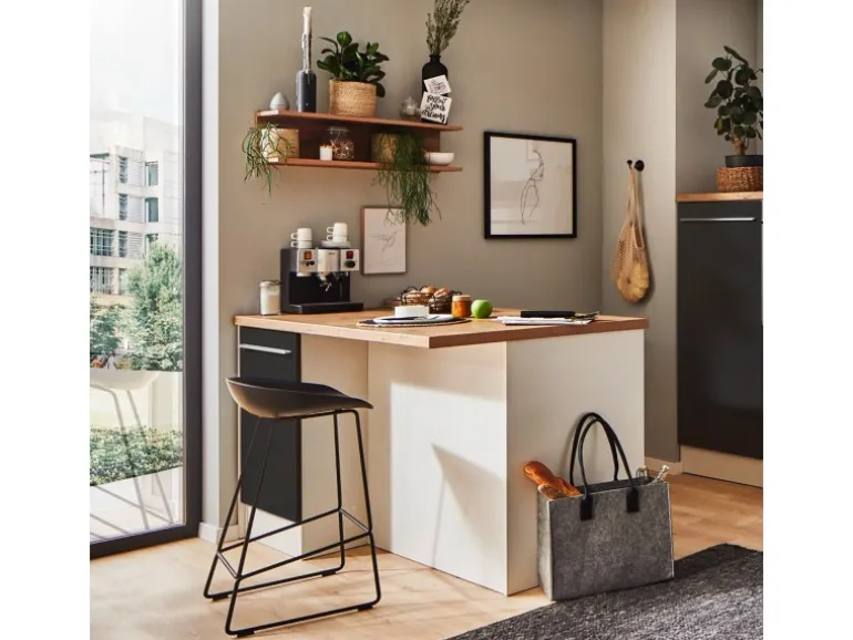 Respekta Küchenzeile Gabriel 320 cm mit Kücheninsel Grau Hochglanz