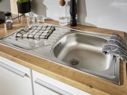 Respekta Küchenzeile Gabriel 320 cm mit Kücheninsel Grau Hochglanz