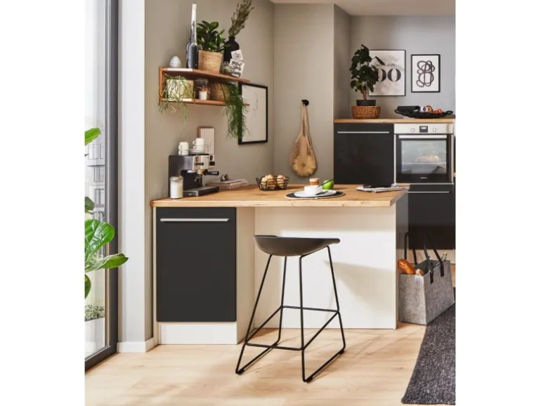 Respekta Küchenzeile Gabriel 290 cm mit Kücheninsel Grau Hochglanz