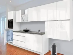 Respekta Küchenzeile GLRP370HWW Grifflos 370 cm Weiß Hochglanz