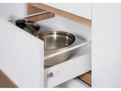 Respekta Küchenzeile GLRP370HESWM Grifflos 370 cm Weiß matt-Sonoma Eiche