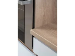 Respekta Küchenzeile GLRP370HESS Grifflos 370 cm Schwarz Hochglanz-Sonoma Eiche