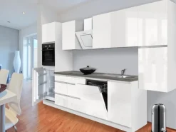 Respekta Küchenzeile GLRP330HWW Grifflos 330 cm Weiß Hochglanz