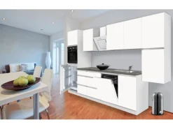 Respekta Küchenzeile GLRP330HWWM Grifflos 330 cm Weiß matt