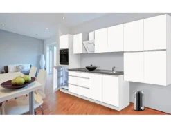 Respekta Küchenzeile GLRP370HWWM Grifflos 370 cm Weiß matt