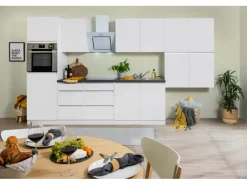 Respekta Küchenzeile GLRP370HWWM Grifflos 370 cm Weiß matt