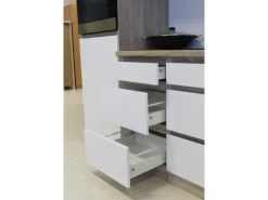 Respekta Küchenzeile GLRP270HESWM Grifflos 270 cm Weiß matt-Sonoma Eiche