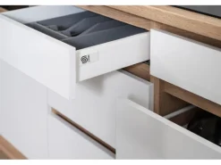 Respekta Küchenzeile GLRP330HESS Grifflos 330 cm Schwarz Hochglanz-Sonoma Eiche