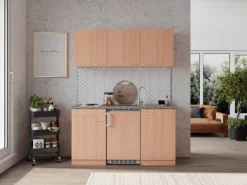 Respekta Küchenzeile KB150BB 150 cm Buche Nachbildung