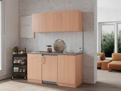 Respekta Küchenzeile KB150BB 150 cm Buche Nachbildung