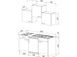 Respekta Küchenzeile KB150BBMIC 150 cm Buche