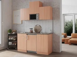 Respekta Küchenzeile KB150BBMI 150 cm Buche Nachbildung