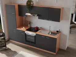 Respekta Küchenzeile KB270BGEC 270 cm Grau-Buche Nachbildung