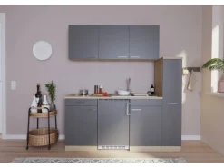 Respekta Küchenzeile KB180ESGC 180 cm Grau-Eiche Sonoma Sägerau Nachbildung