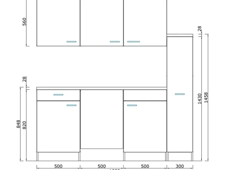 Respekta Küchenzeile KB180ESGMIC 180 cm Grau-Eiche Sägeräu Nachbildung