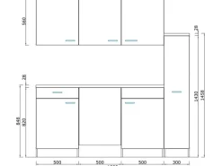 Respekta Küchenzeile KB180ESR 180 cm Rot-Eiche Sonoma Sägerau Nachbildung