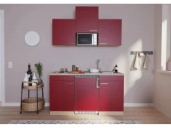 Respekta Küchenzeile KB150ESRMI 150 cm Rot-Eiche Sägeräu Nachbildung
