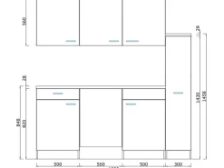 Respekta Küchenzeile KB150ESRMI 150 cm Rot-Eiche Sägeräu Nachbildung