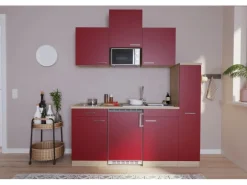 Respekta Küchenzeile KB180ESRMIC 180 cm Rot-Eiche Sägeräu Nachbildung