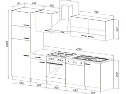 Respekta Küchenzeile KB280ESSCGKE 280 cm Schwarz-Eiche Sägerau Nachbildung