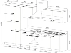 Respekta Küchenzeile KB310ESSCGKE 310 cm Schwarz-Eiche Sägerau Nachbildung