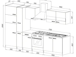 Respekta Küchenzeile KB300ESSCGKE 300 cm Schwarz-Eiche Sägerau Nachbildung