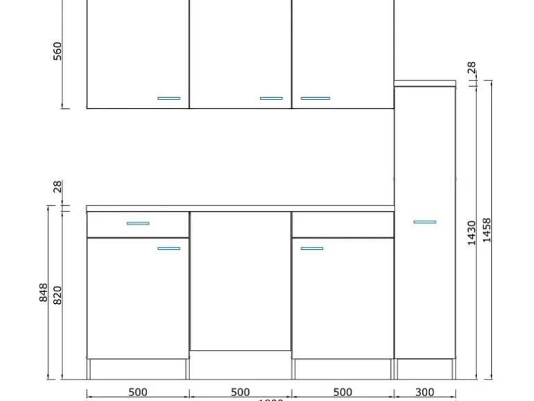 Respekta Küchenzeile KB180ESS 180 cm Schwarz-Eiche Sonoma Sägerau Nachbildung