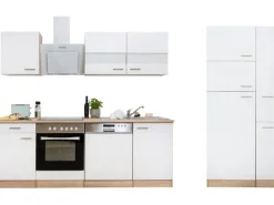 Respekta Küchenzeile KB310ESWCGKE 310 cm Weiß-Eiche Sägerau Nachbildung