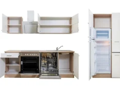 Respekta Küchenzeile KB310ESWCGKE 310 cm Weiß-Eiche Sägerau Nachbildung