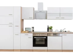Respekta Küchenzeile KB310ESWCGKE 310 cm Weiß-Eiche Sägerau Nachbildung