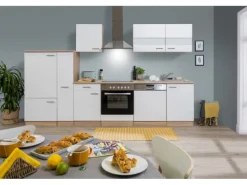 Respekta Küchenzeile KB310ESWC Weiß-Eiche Sägerau Nachbildung