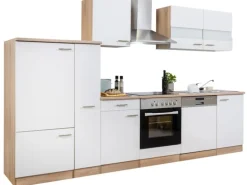 Respekta Küchenzeile KB310ESWC Weiß-Eiche Sägerau Nachbildung