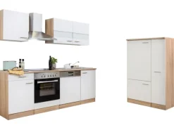 Respekta Küchenzeile KB310ESWC Weiß-Eiche Sägerau Nachbildung