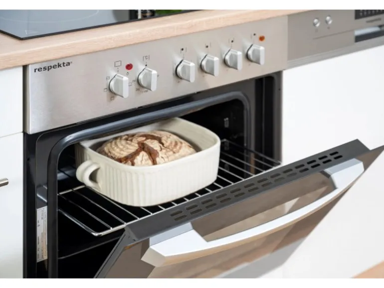 Respekta Küchenzeile KB250ESWC 250 cm Weiß-Eiche Glänzend