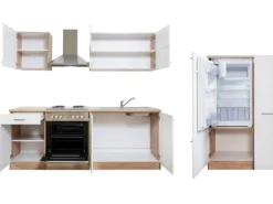 Respekta Küchenzeile KB300ESW 300 cm Weiß-Eiche Sägerau Nachbildung