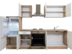 Respekta Küchenzeile KB270ESW 270 cm Weiß-Eiche Sägerau Nachbildung