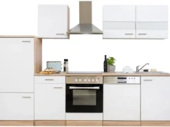 Respekta Küchenzeile KB280ESWC Weiß-Eiche Sägerau