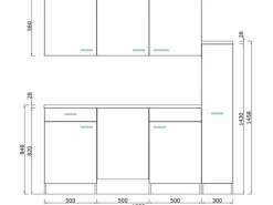 Respekta Küchenzeile KB180ESWMI 180 cm Weiß-Eiche Sägeräu Nachbildung