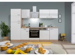 Respekta Küchenzeile KB280ESWCGKE 280 cm Weiß-Eiche Sägerau Nachbildung