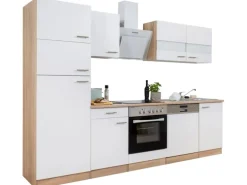 Respekta Küchenzeile KB280ESWCGKE 280 cm Weiß-Eiche Sägerau Nachbildung