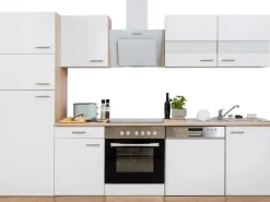 Respekta Küchenzeile KB280ESWCGKE 280 cm Weiß-Eiche Sägerau Nachbildung