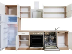 Respekta Küchenzeile KB280ESWCGKE 280 cm Weiß-Eiche Sägerau Nachbildung