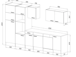 Respekta Küchenzeile KB340EYGMIGKE 340 cm Grau Seidengl.-Eiche York Nachbildung