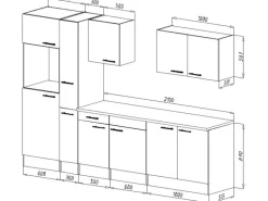 Respekta Küchenzeile KB300EYG 300 cm Grau Seidenglanz-Eiche York Nachbildung