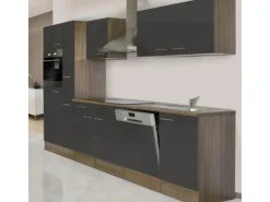 Respekta Küchenzeile KB310EYG 310 cm Grau Seidenglanz-Eiche York Nachbildung